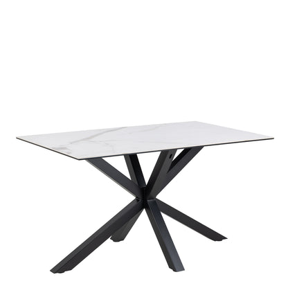 Heaven Dining Table with Ceramic White Top includes 4 Alonso Swivel Cream Dining Chairs with Armrest