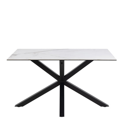 Heaven Dining Table with Ceramic White Top includes 4 Alonso Swivel Cream Dining Chairs with Armrest