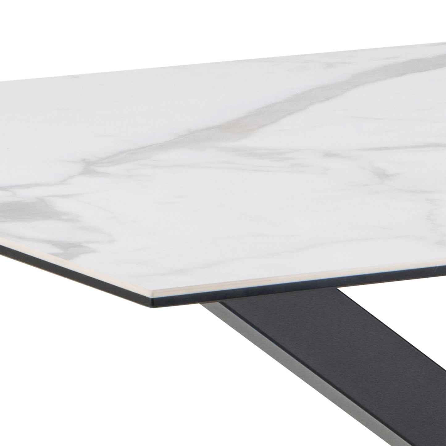 Heaven Dining Table with Ceramic White Top includes 4 Alonso Swivel Cream Dining Chairs with Armrest