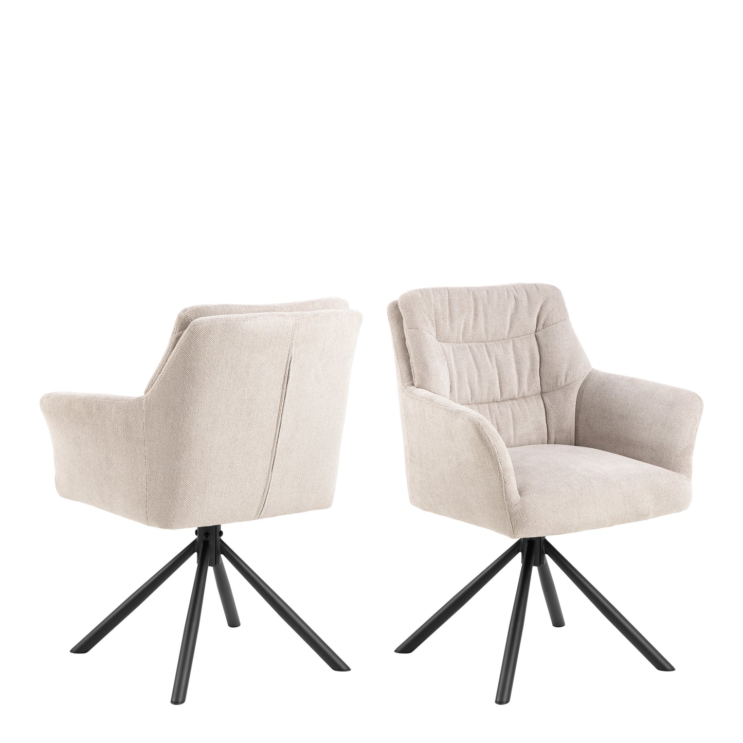 Heaven Dining Table with Ceramic White Top includes 4 Alonso Swivel Cream Dining Chairs with Armrest