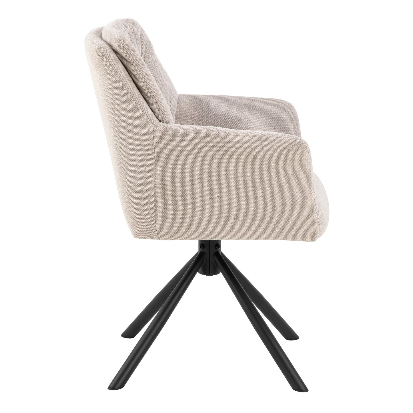 Heaven Dining Table with Ceramic White Top includes 4 Alonso Swivel Cream Dining Chairs with Armrest