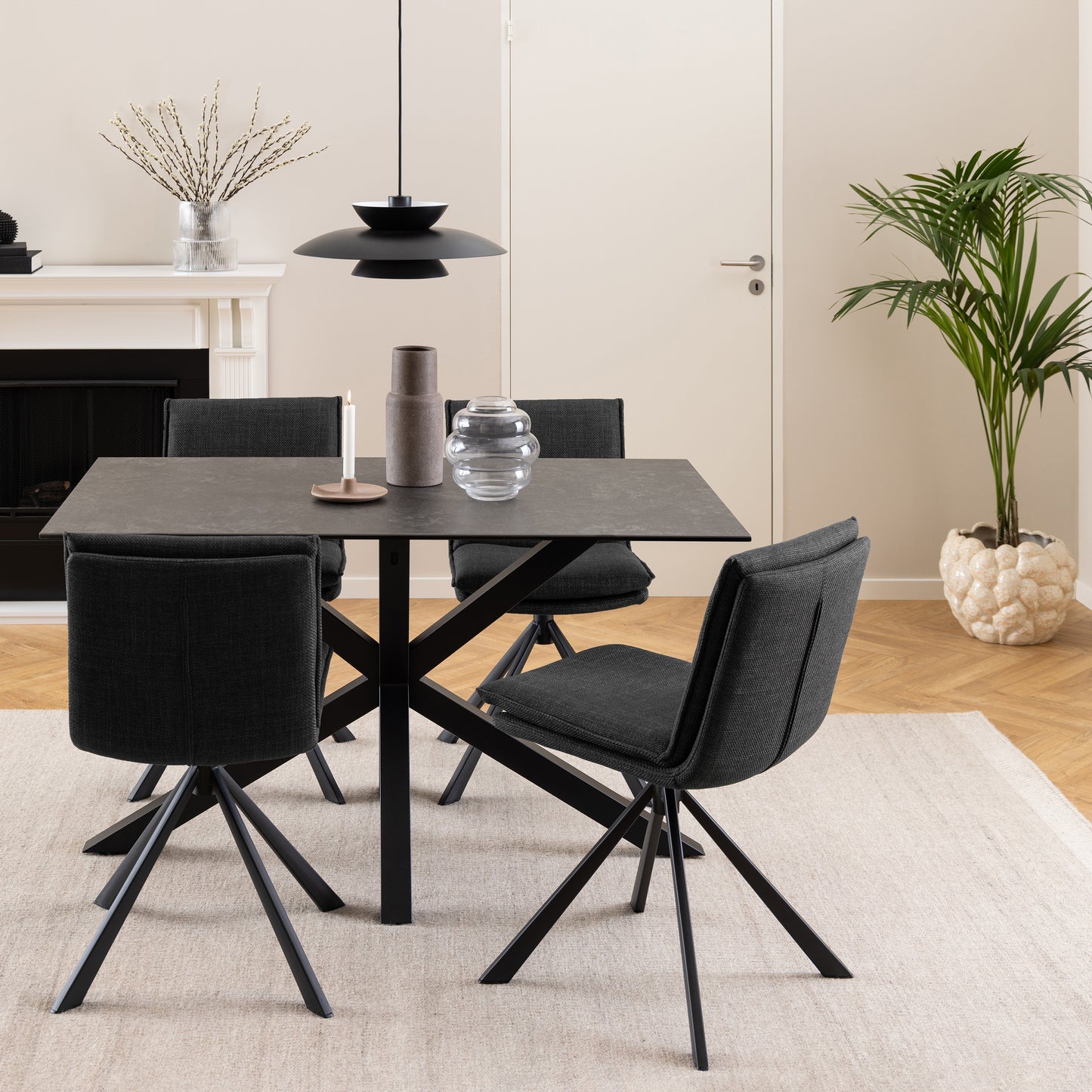 Heaven Dining Table with Ceramic Black Top