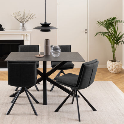 Heaven Dining Table with Ceramic Black Top