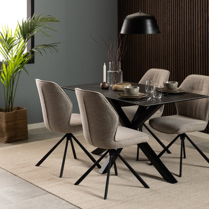 Heaven Dining Table with Ceramic Black Top