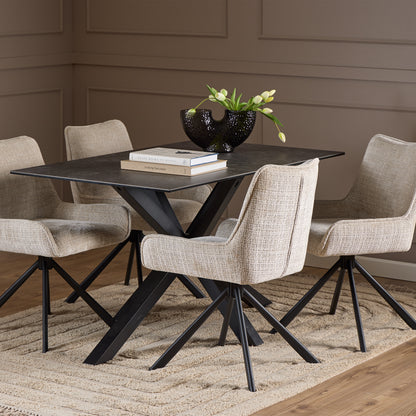 Heaven Dining Table with Ceramic Black Top