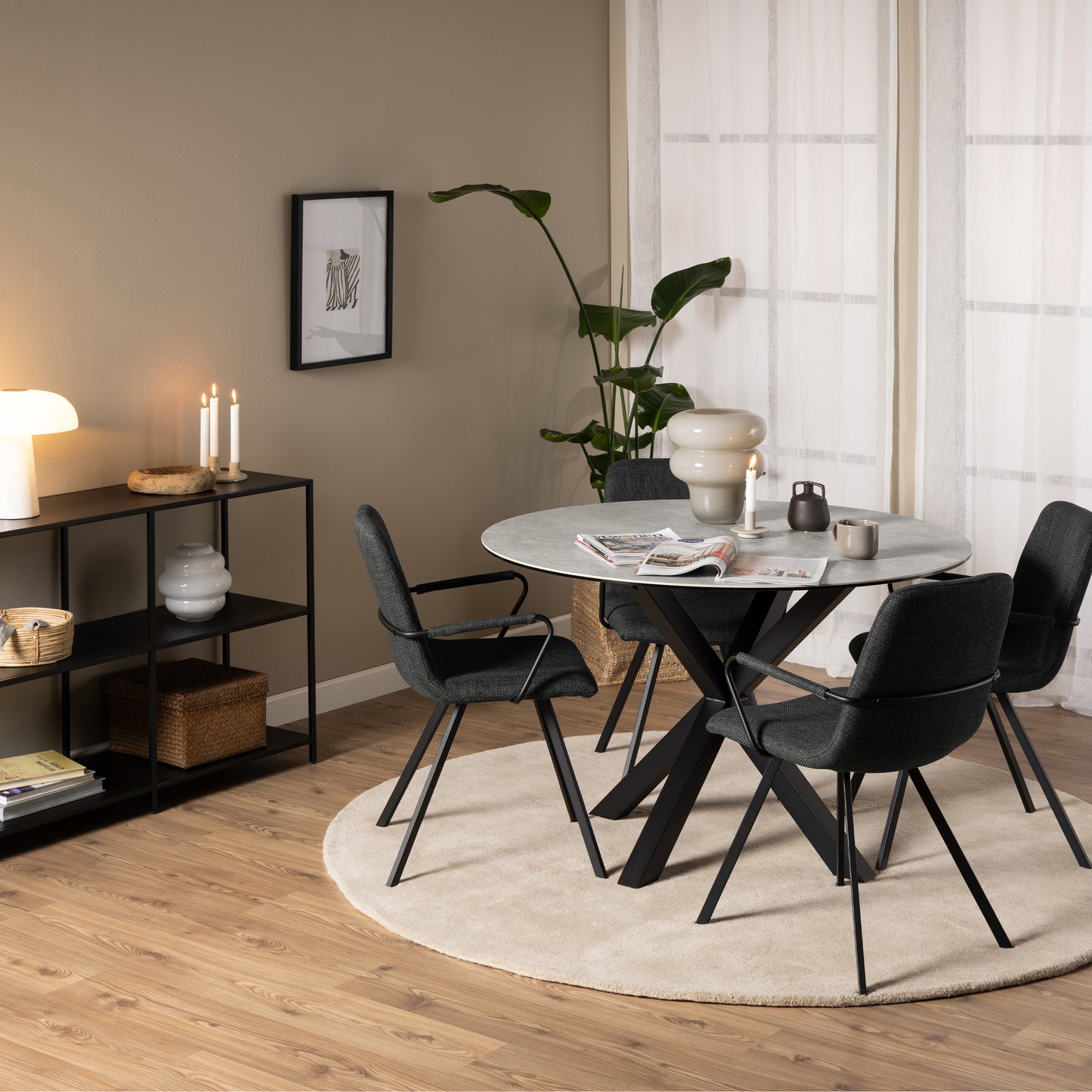 Heaven Round Dining Table with Ceramic Grey Top