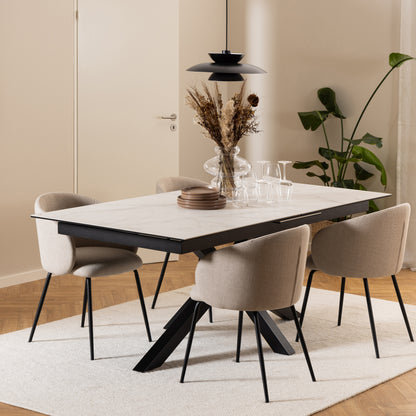 Heaven Extendable Dining Table with Ceramic White Top