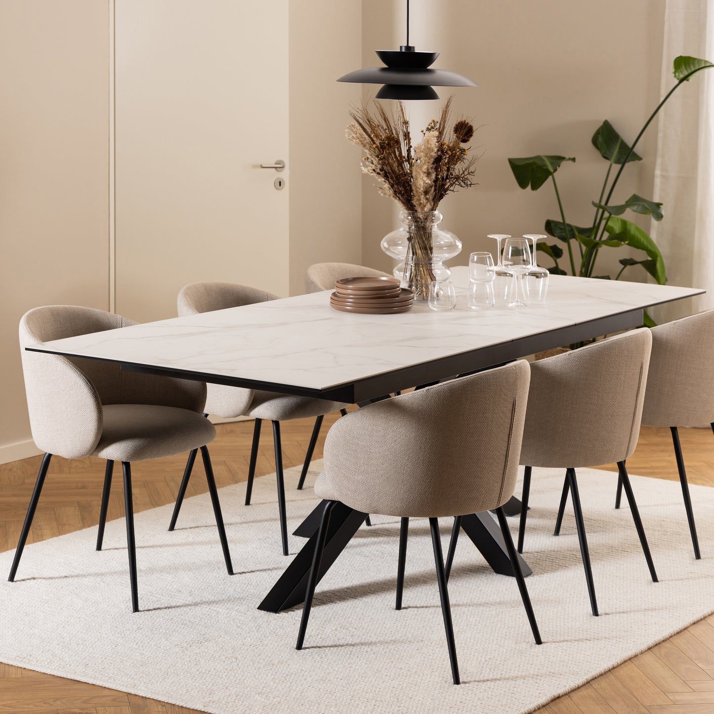 Heaven Extendable Dining Table with Ceramic White Top