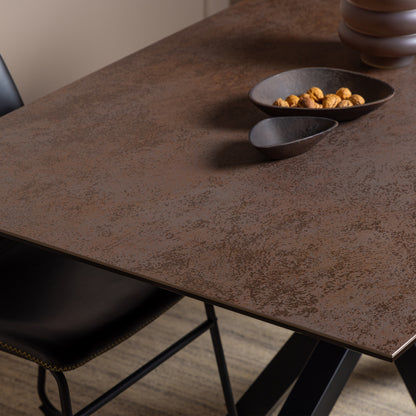 Heaven Dining Table in Ceramic Rusty Brown