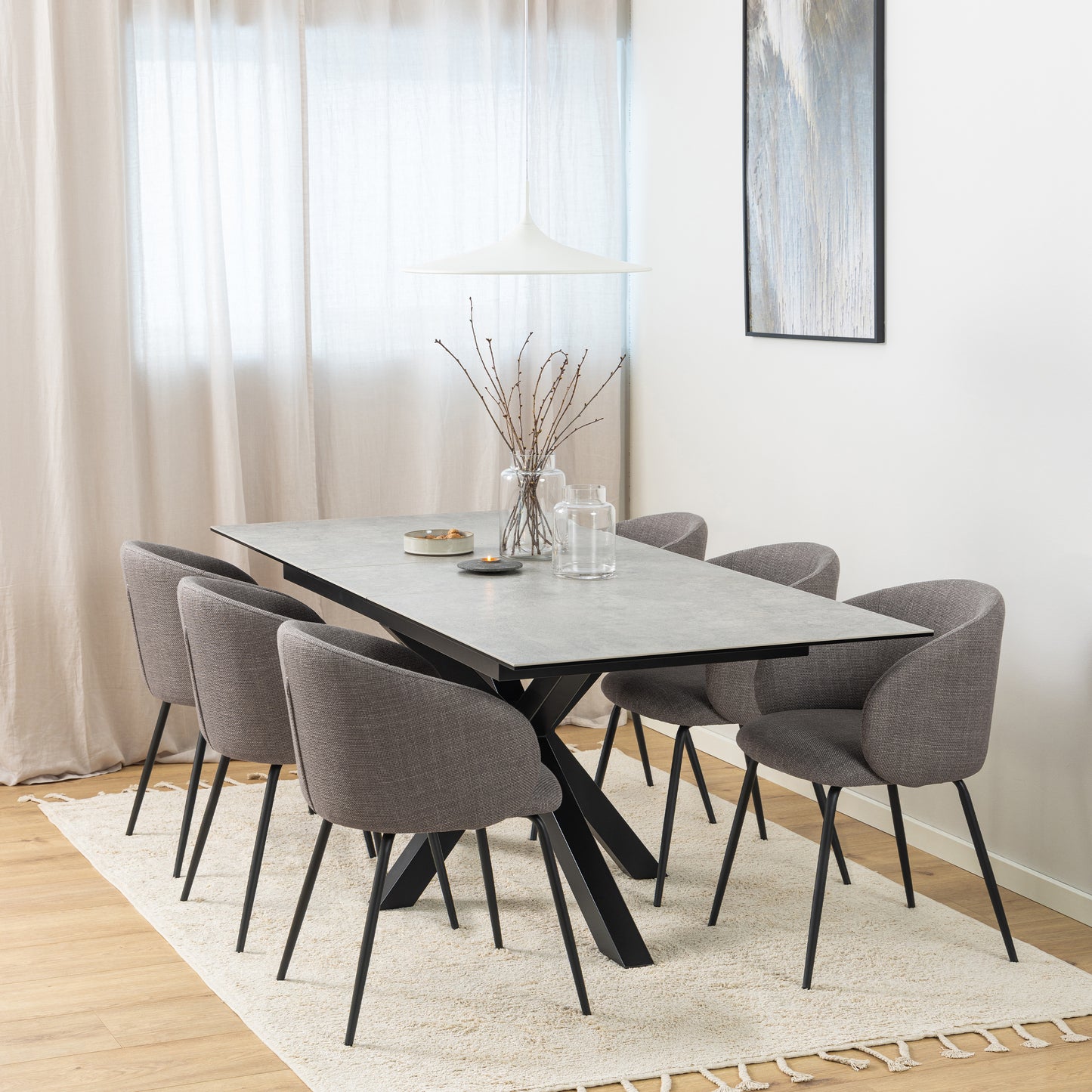 Heaven Extendable Dining Table with Ceramic Grey Top