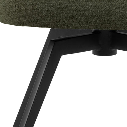 Soli Round Dining Table in Oak/Black Set 4 Green Chairs