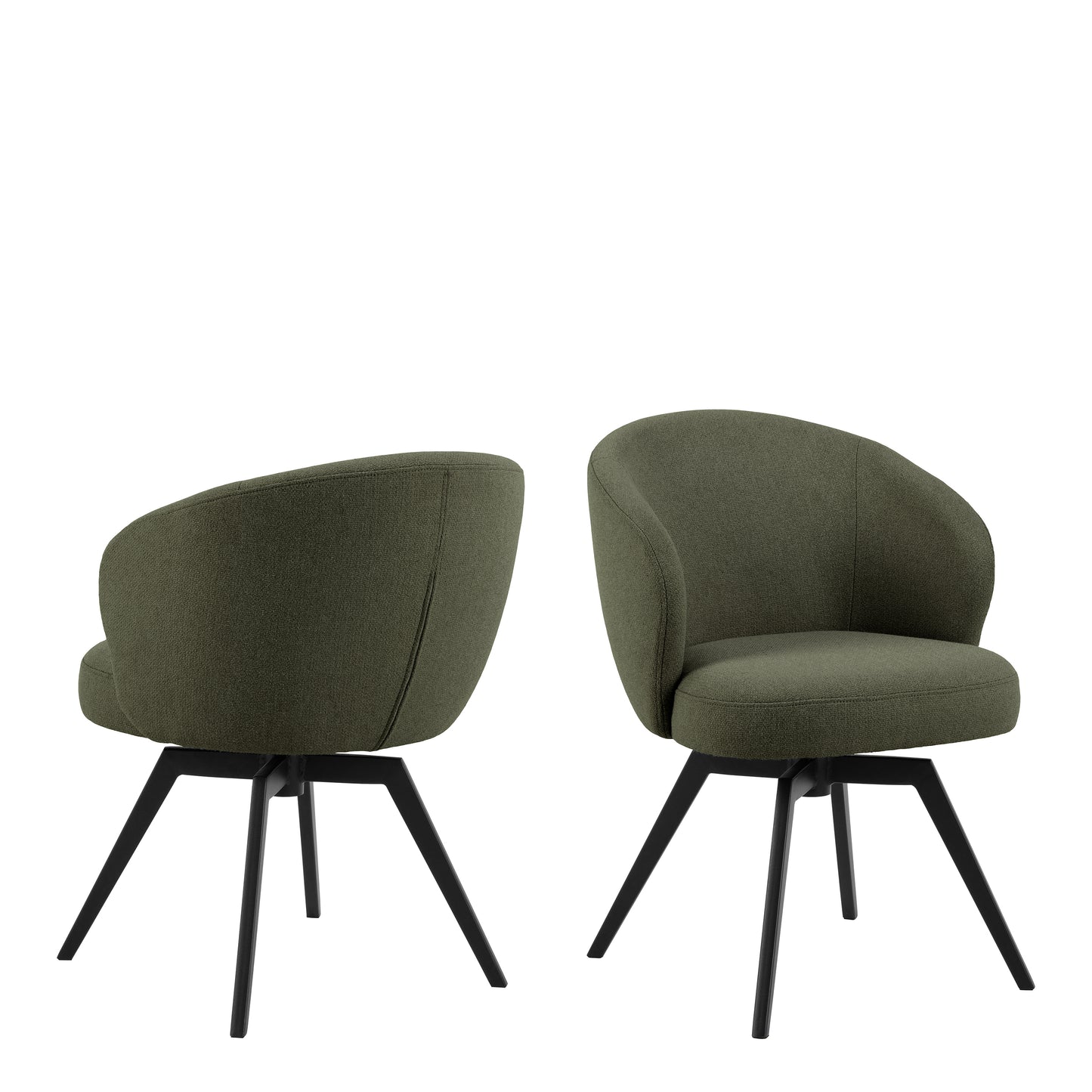 Soli Round Dining Table in Oak/Black Set 4 Green Chairs
