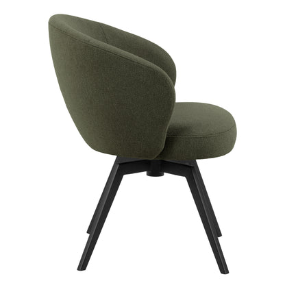 Soli Round Dining Table in Oak/Black Set 4 Green Chairs