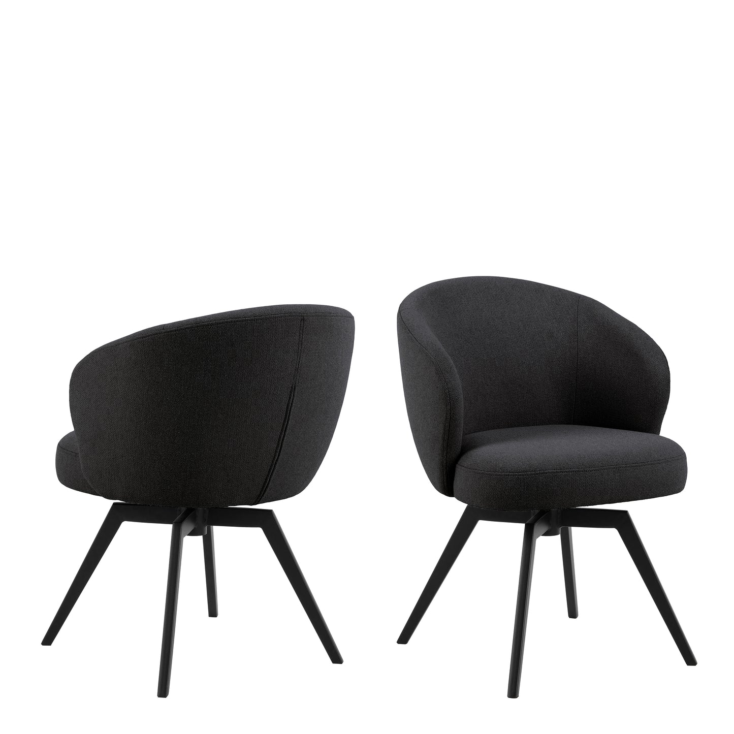 Soli Round Dining Table in Oak/Black Set 4 Black Chairs