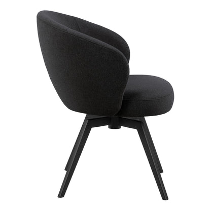 Soli Round Dining Table in Oak/Black Set 4 Black Chairs