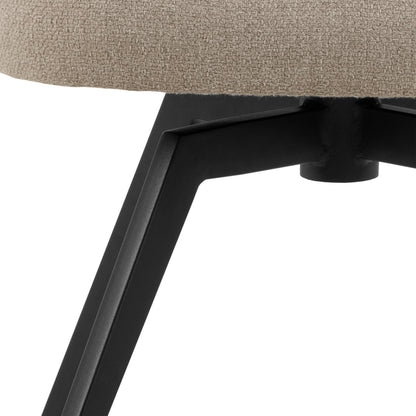 Soli Round Dining Table in Oak/Black Set 4 Beige Chairs