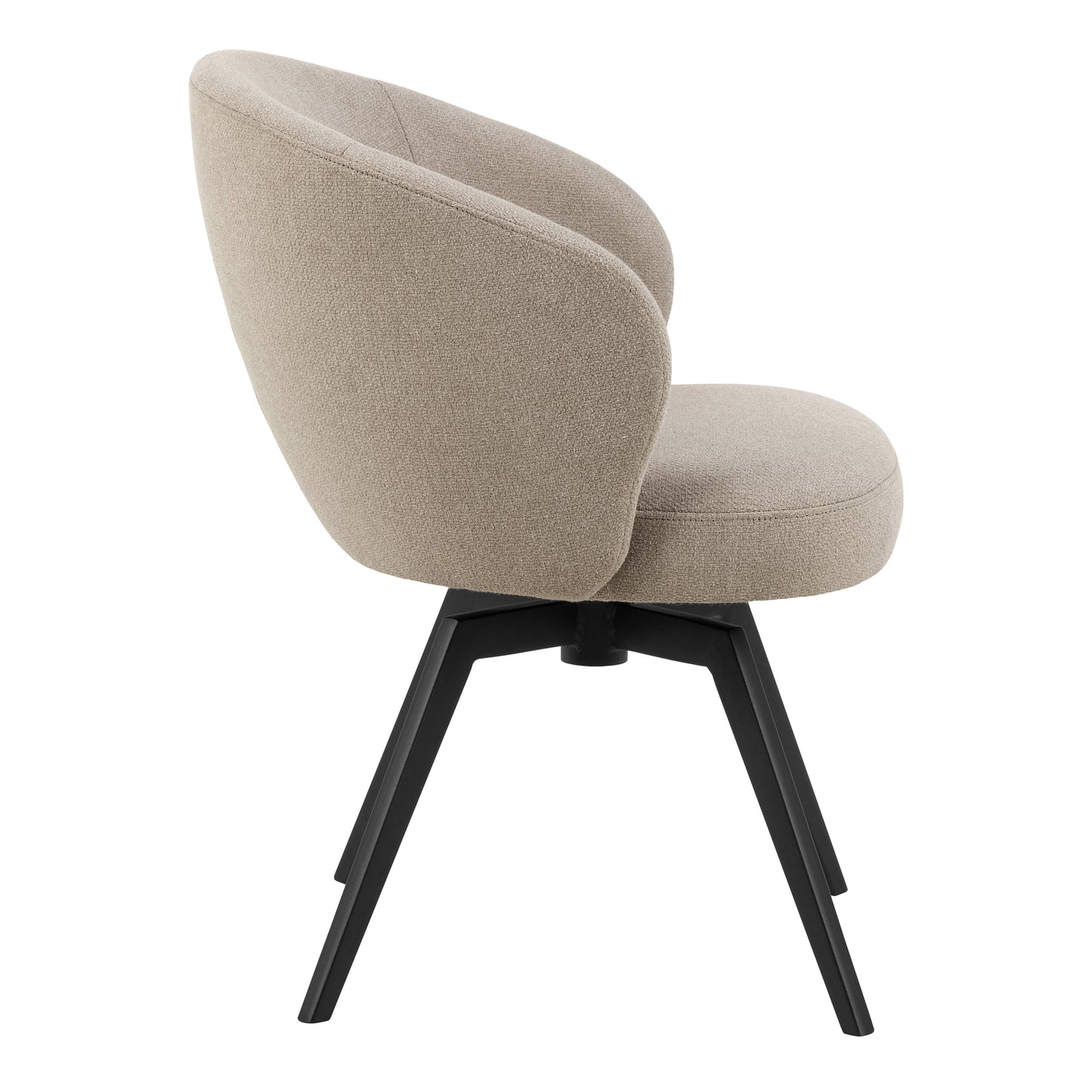Soli Round Dining Table in Oak/Black Set 4 Beige Chairs