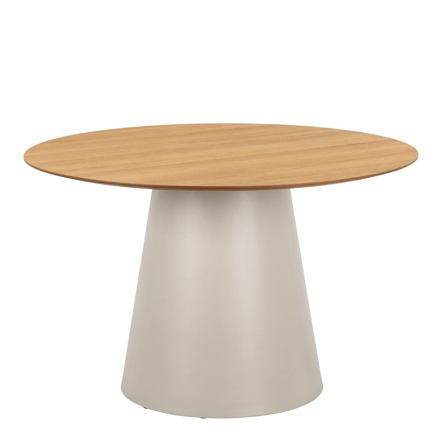 Soli Round Dining Table in Oak/Grey includes 4 Ella Swivel Beige Dining Chairs