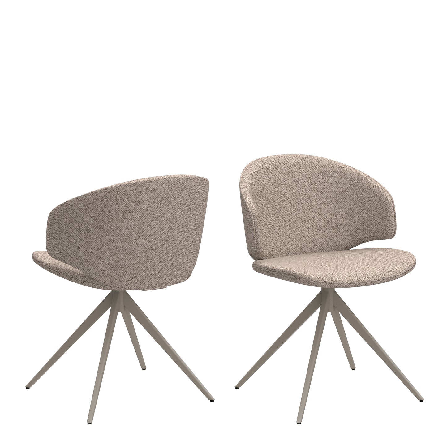 Soli Round Dining Table in Oak/Grey includes 4 Ella Swivel Beige Dining Chairs