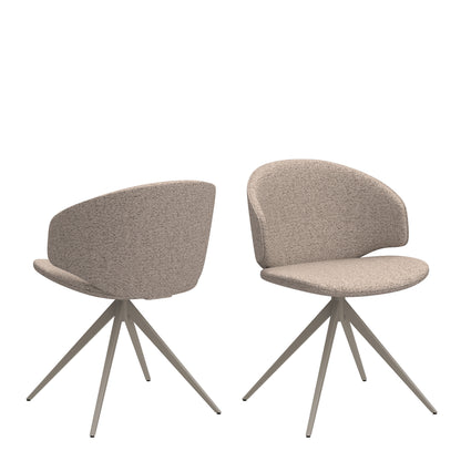 Soli Round Dining Table in Oak/Grey includes 4 Ella Swivel Beige Dining Chairs