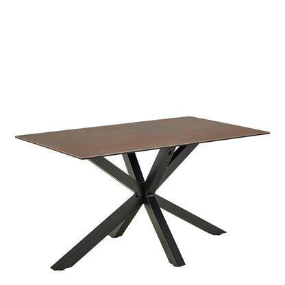 Heaven Dining Table with Ceramic Rusty Brown Top includes 4 Dean Beige Swivel Dining Chairs