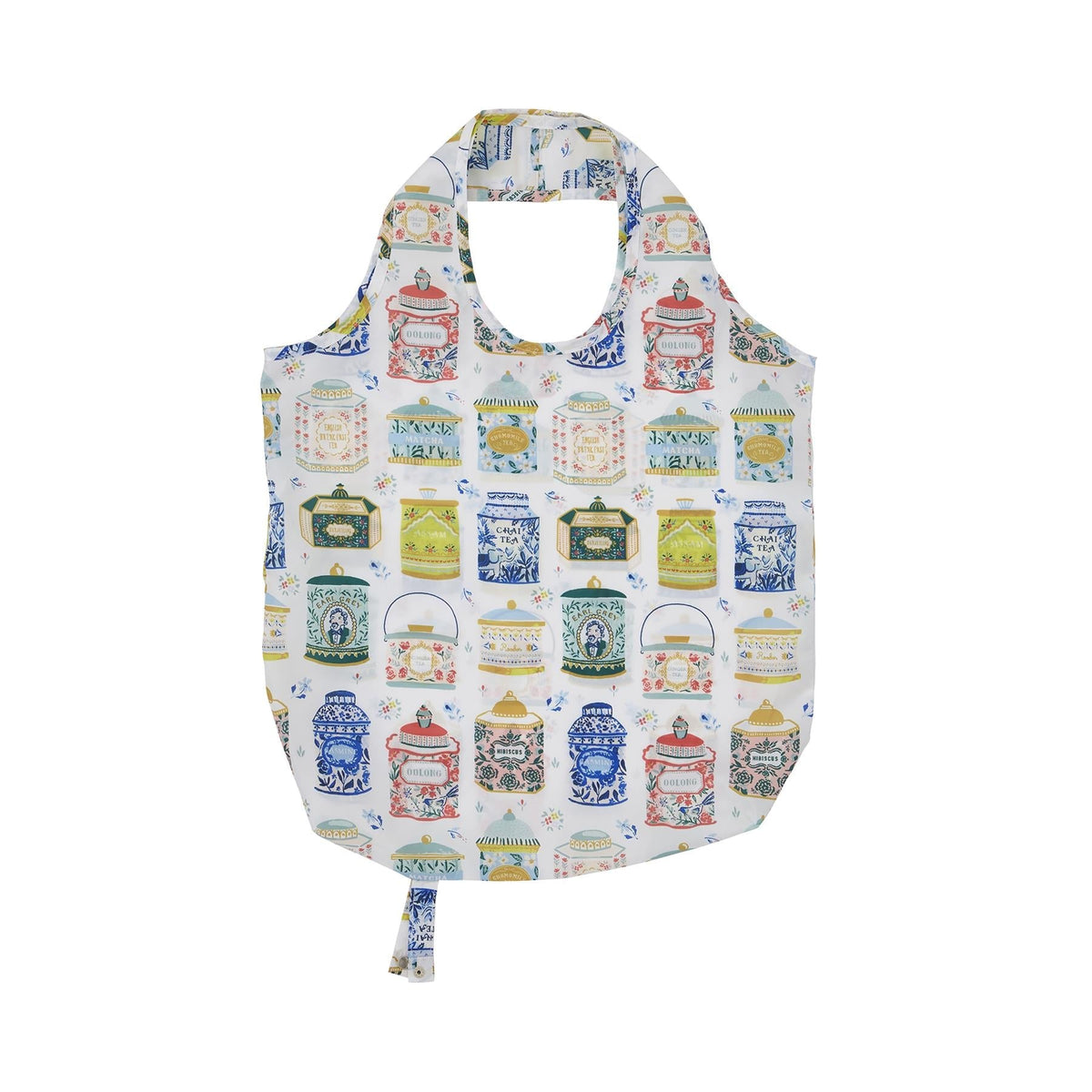 Tea Tins Foldable Tote Bag Medium in Multicolour