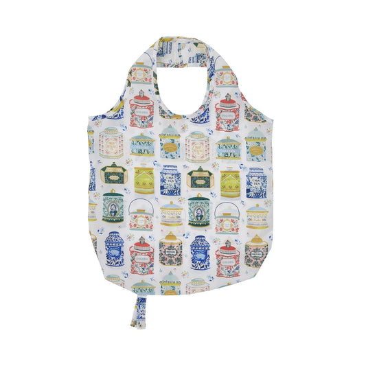Tea Tins Foldable Tote Bag Medium in Multicolour