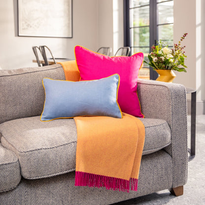 Home Comforts Throw in Ochre Yellow/Cerise Pink