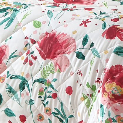 Abstract Poppy Bedspread in Red