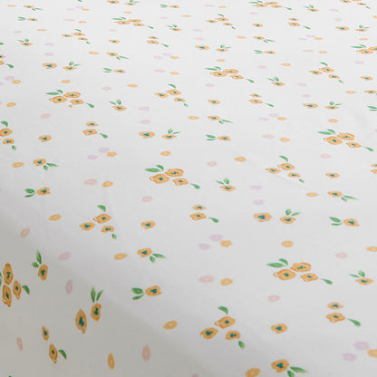 Abstract Poppy Fitted Bed Sheet in White