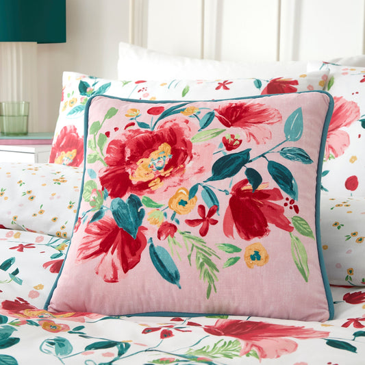 Abstract Poppy Cushion in Red