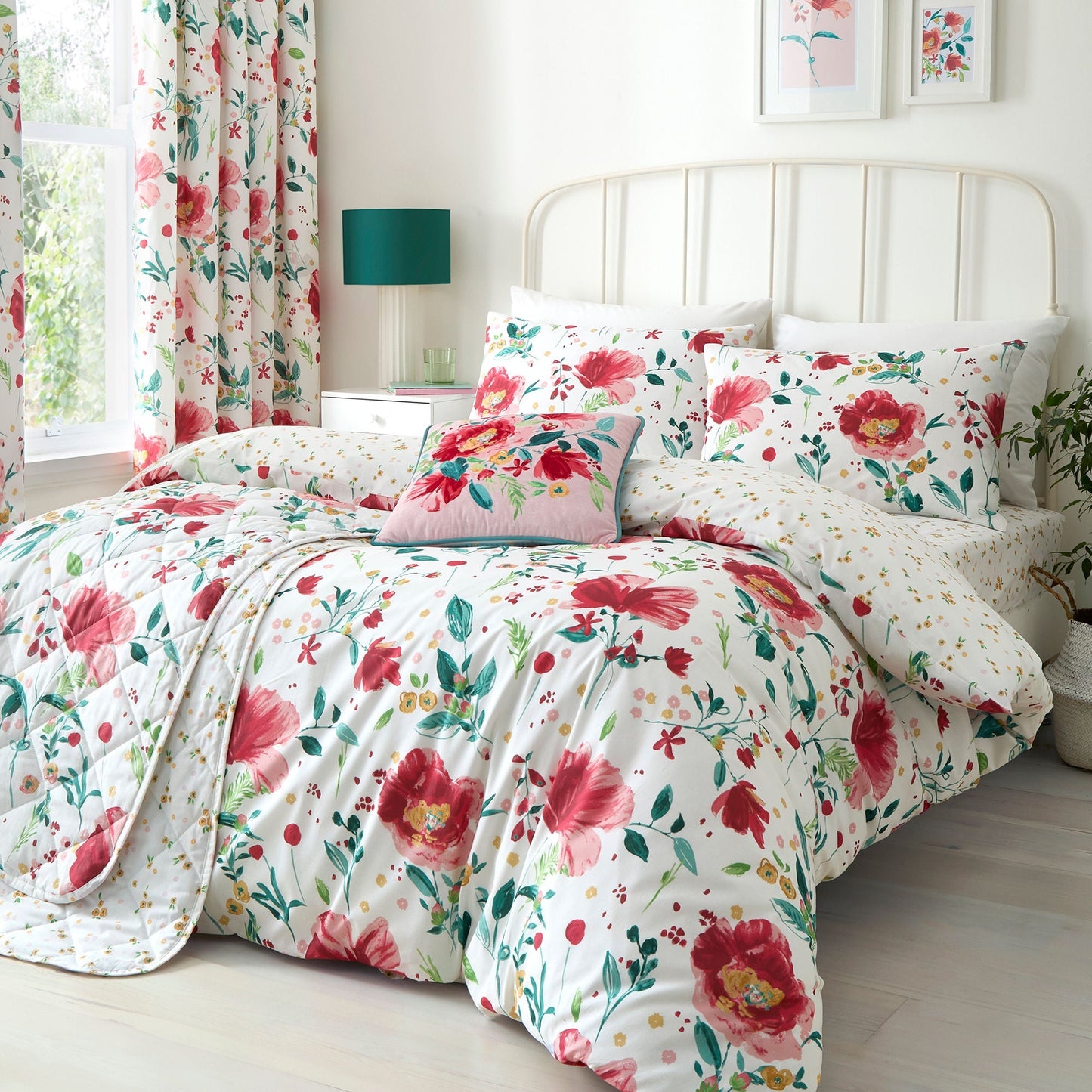 Abstract Poppy Duvet Cover Set in Red