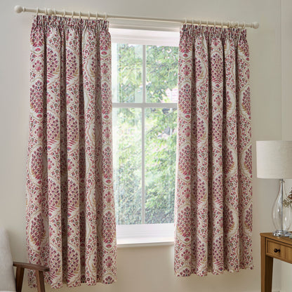 Ashmead Pair of Pencil Pleat Curtains in Berry