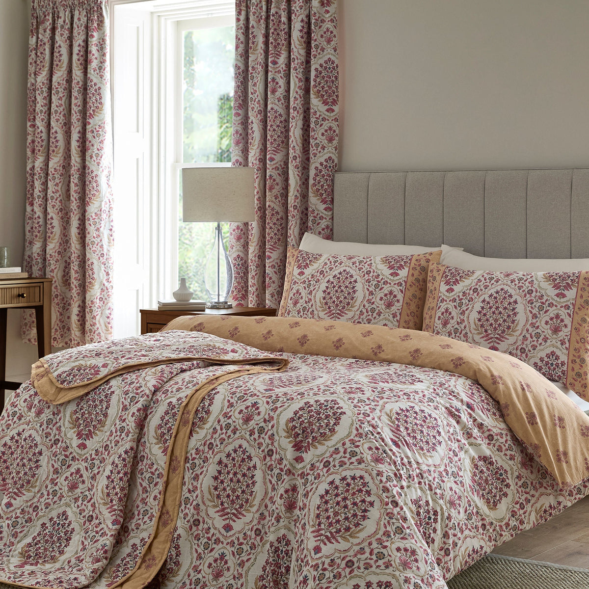 Ashmead Pair of Pencil Pleat Curtains in Berry
