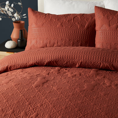 Avery Stripe Duvet Cover Set in Terracotta