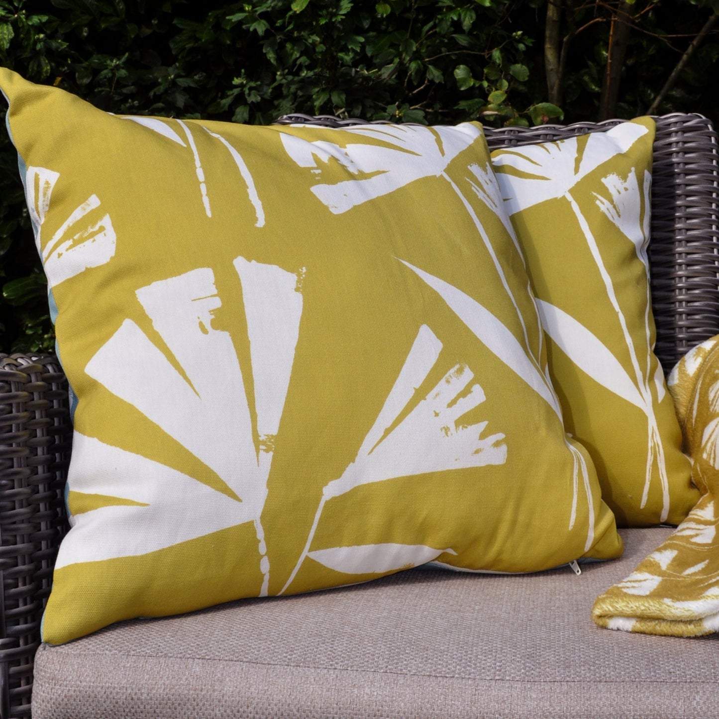 Alma Outdoor Cushion in Teal/Ochre