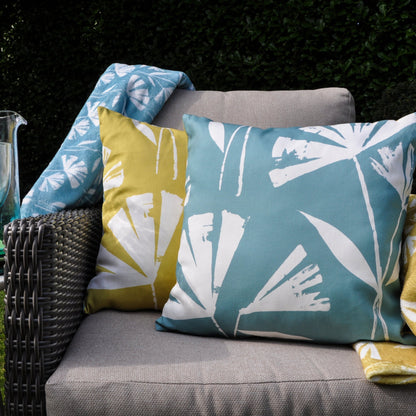 Alma Outdoor Cushion in Teal/Ochre