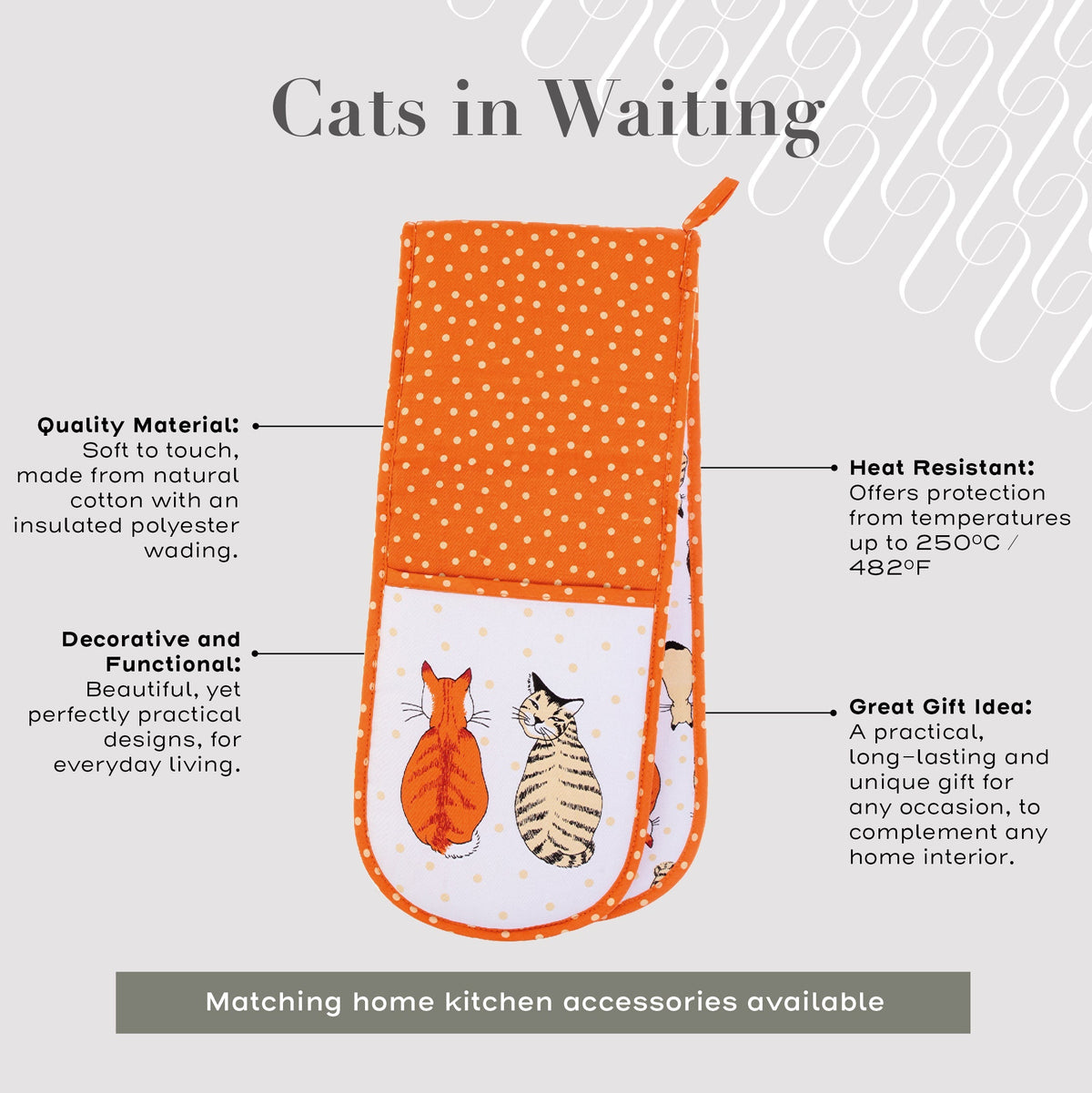 Cats In Waiting Double Oven Glove in Orange