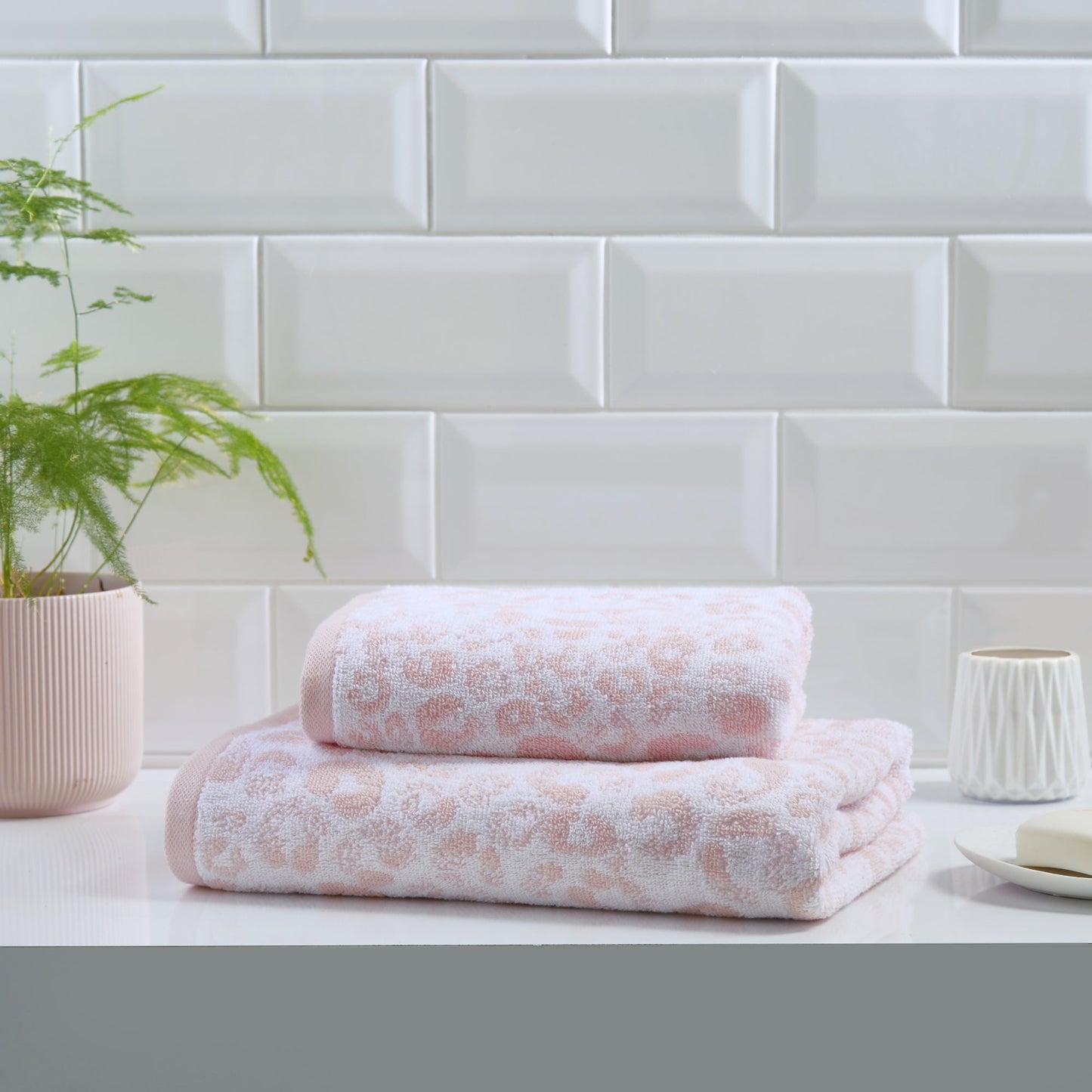 Animal Print Towels in Blush