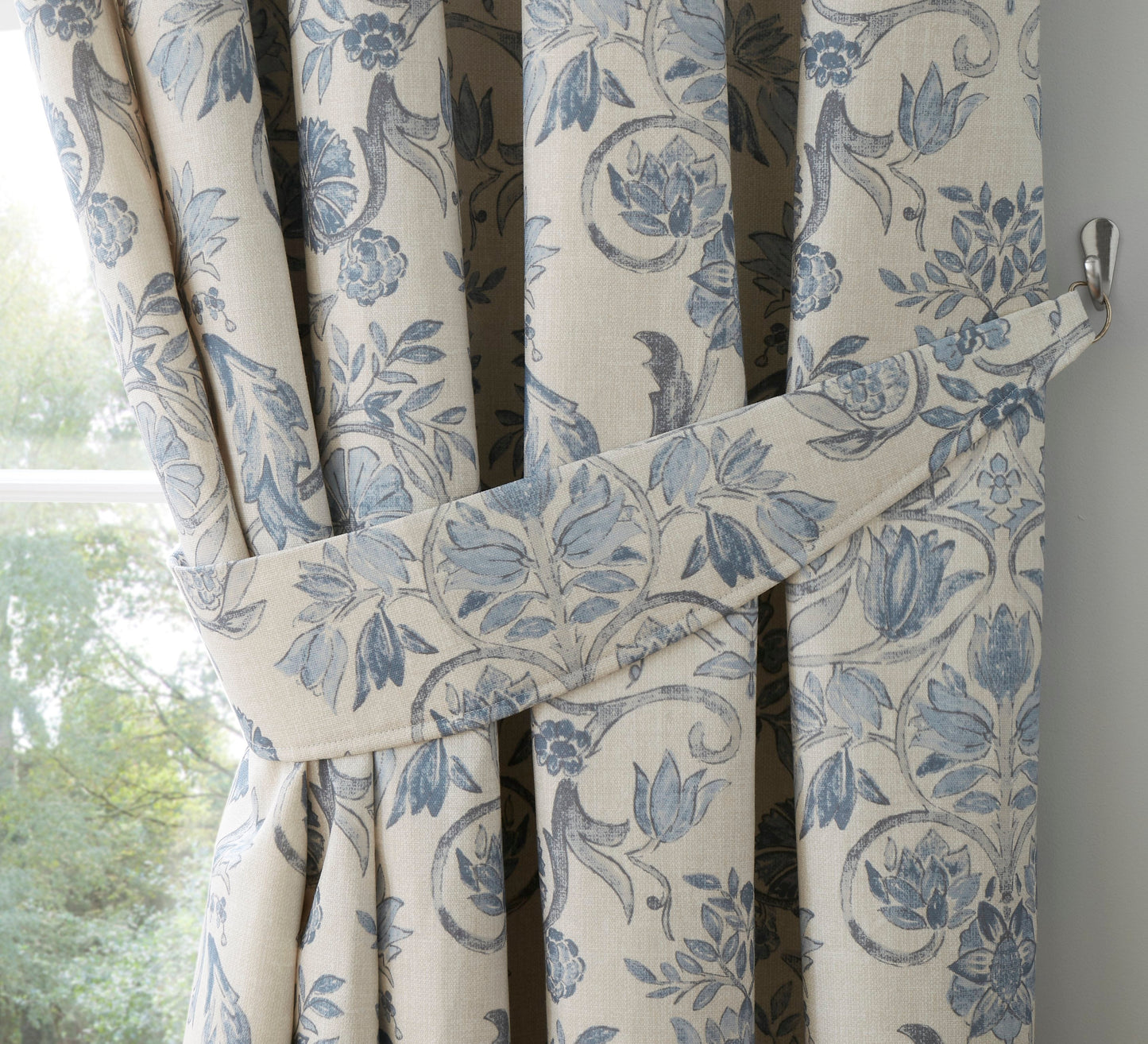 Averie Pencil Pleat Curtains in Blue