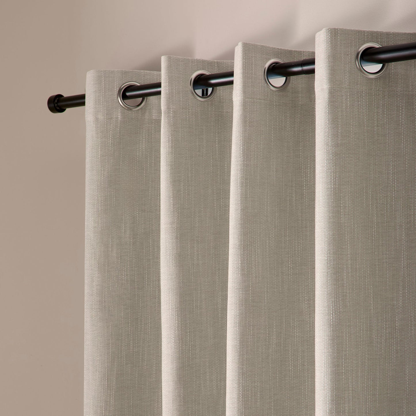 Boucle Chenille Pair of Eyelet Curtains in Cream
