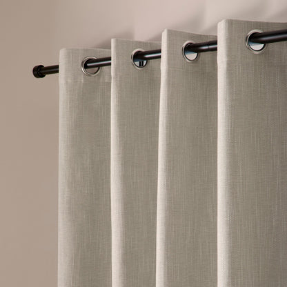 Boucle Chenille Pair of Eyelet Curtains in Cream