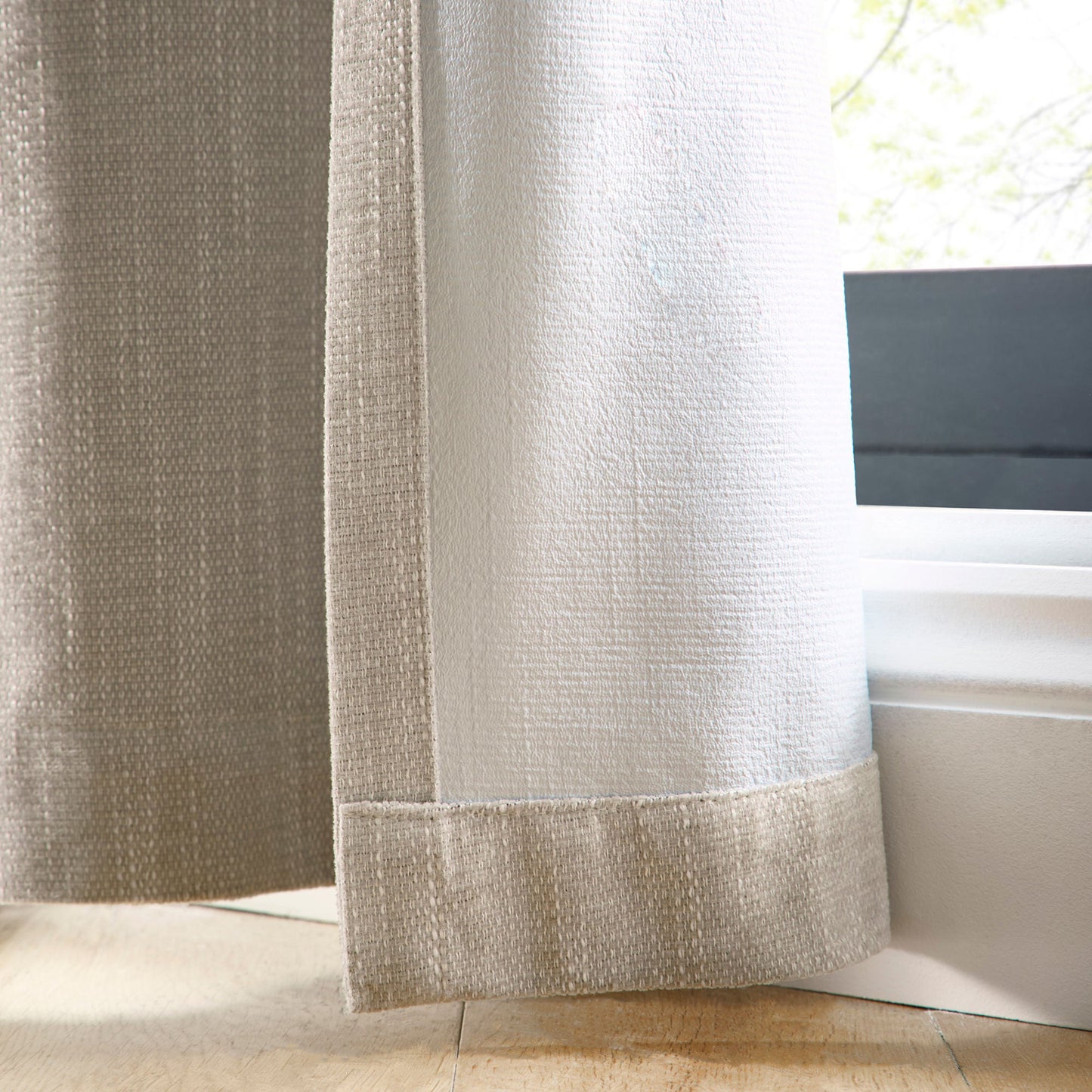 Boucle Chenille Pair of Eyelet Curtains in Cream