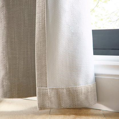 Boucle Chenille Pair of Eyelet Curtains in Cream