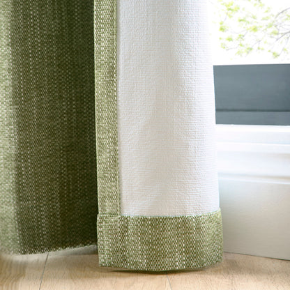 Boucle Chenille Pair of Eyelet Curtains in Green