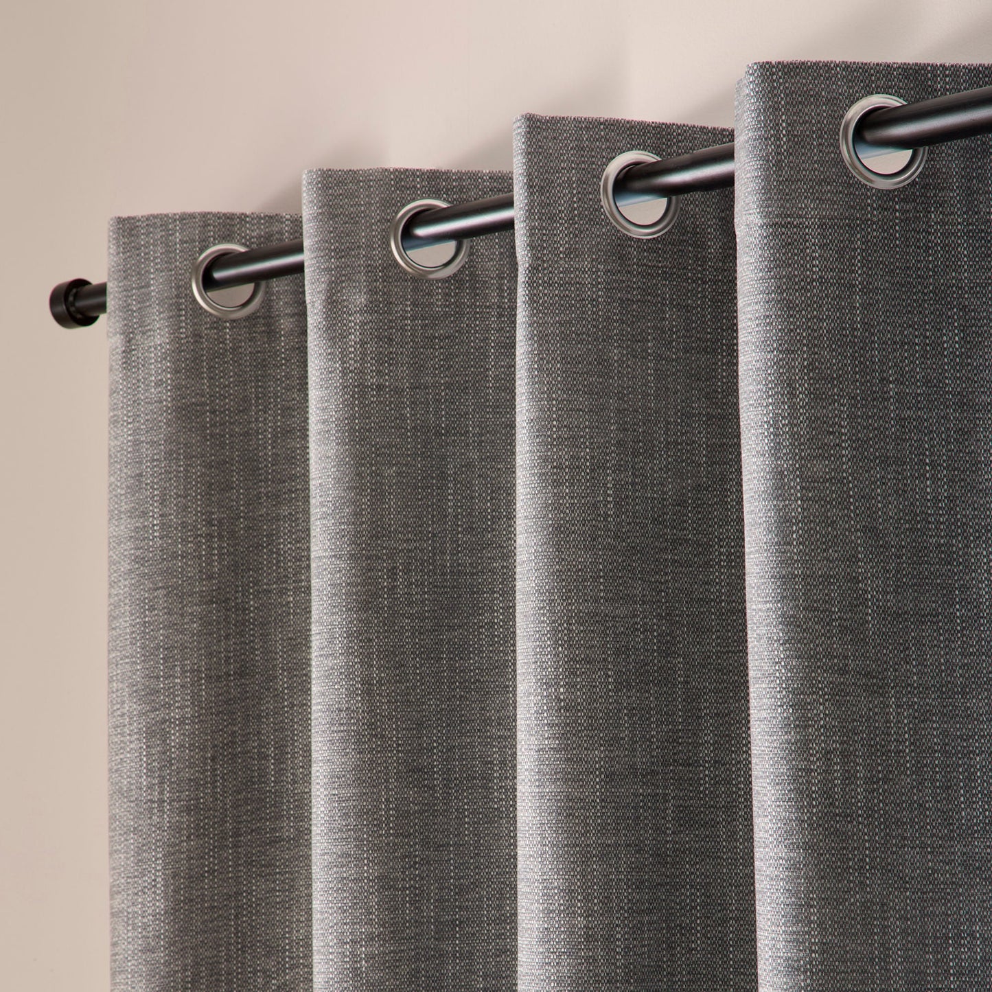 Boucle Chenille Pair of Eyelet Curtains in Grey