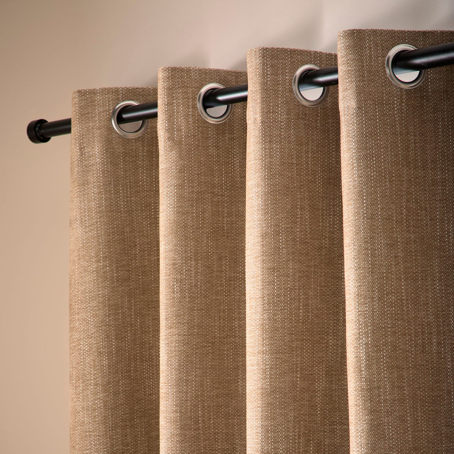 Boucle Chenille Pair of Eyelet Curtains in Natural