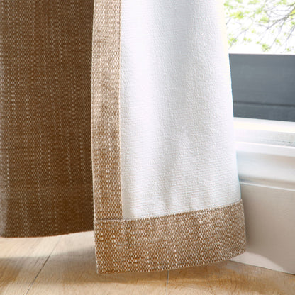 Boucle Chenille Pair of Eyelet Curtains in Natural