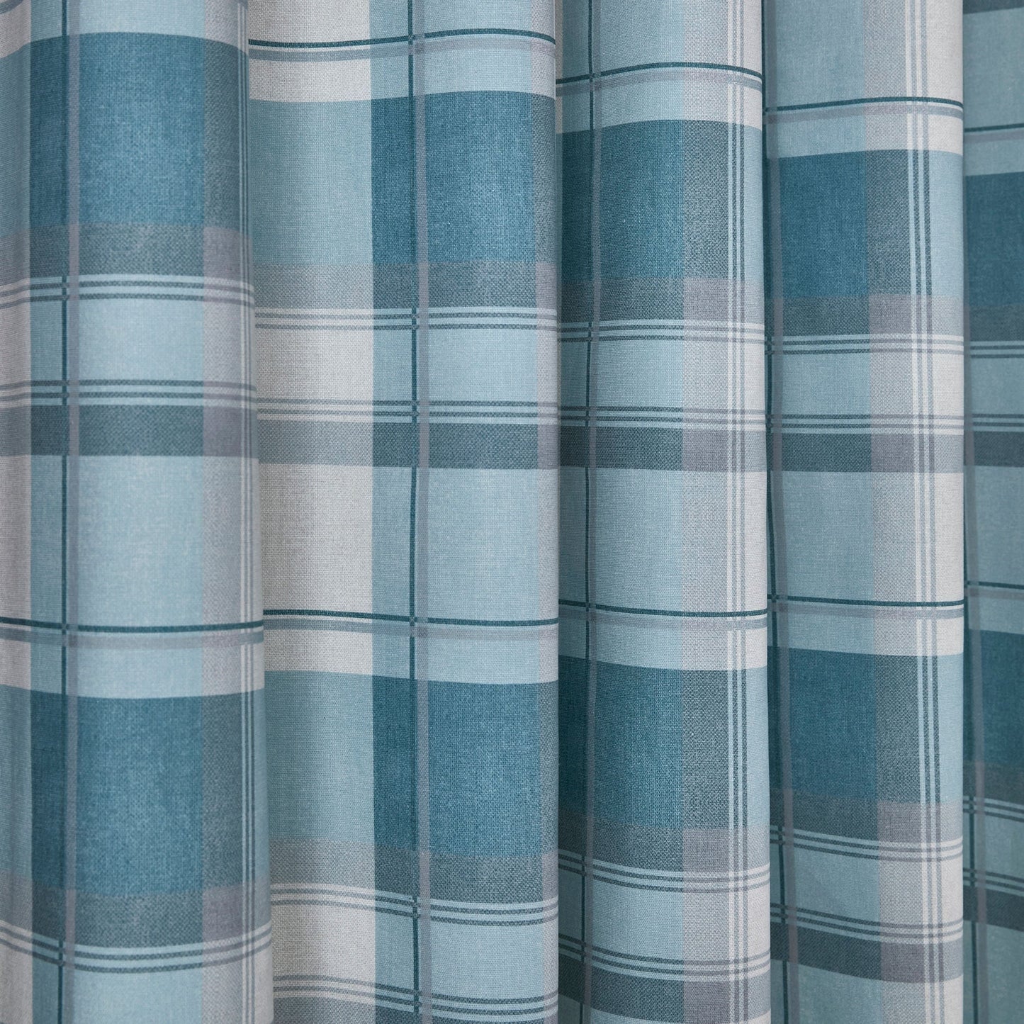 Balmoral Check Eyelet Curtains in Duck Egg