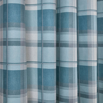 Balmoral Check Eyelet Curtains in Duck Egg